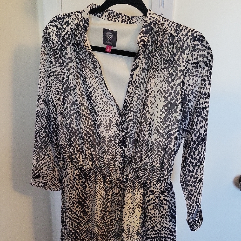 Vince Camuto Black and White Patterned Dress